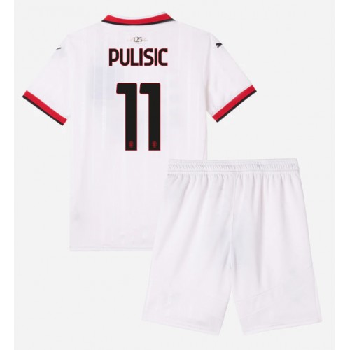 Otroški Nogometni dresi AC Milan Christian Pulisic #11 Gostujoči 2024-25 Kratek Rokav (+ Kratke hlače)